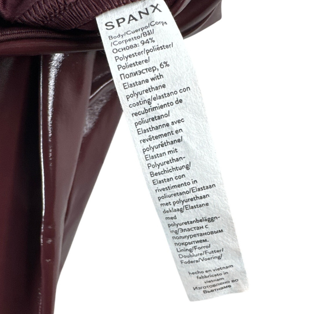 NWT Spanx Faux Patent Leather Burgundy Leggings Women’s Size Small - Picture 10 of 10